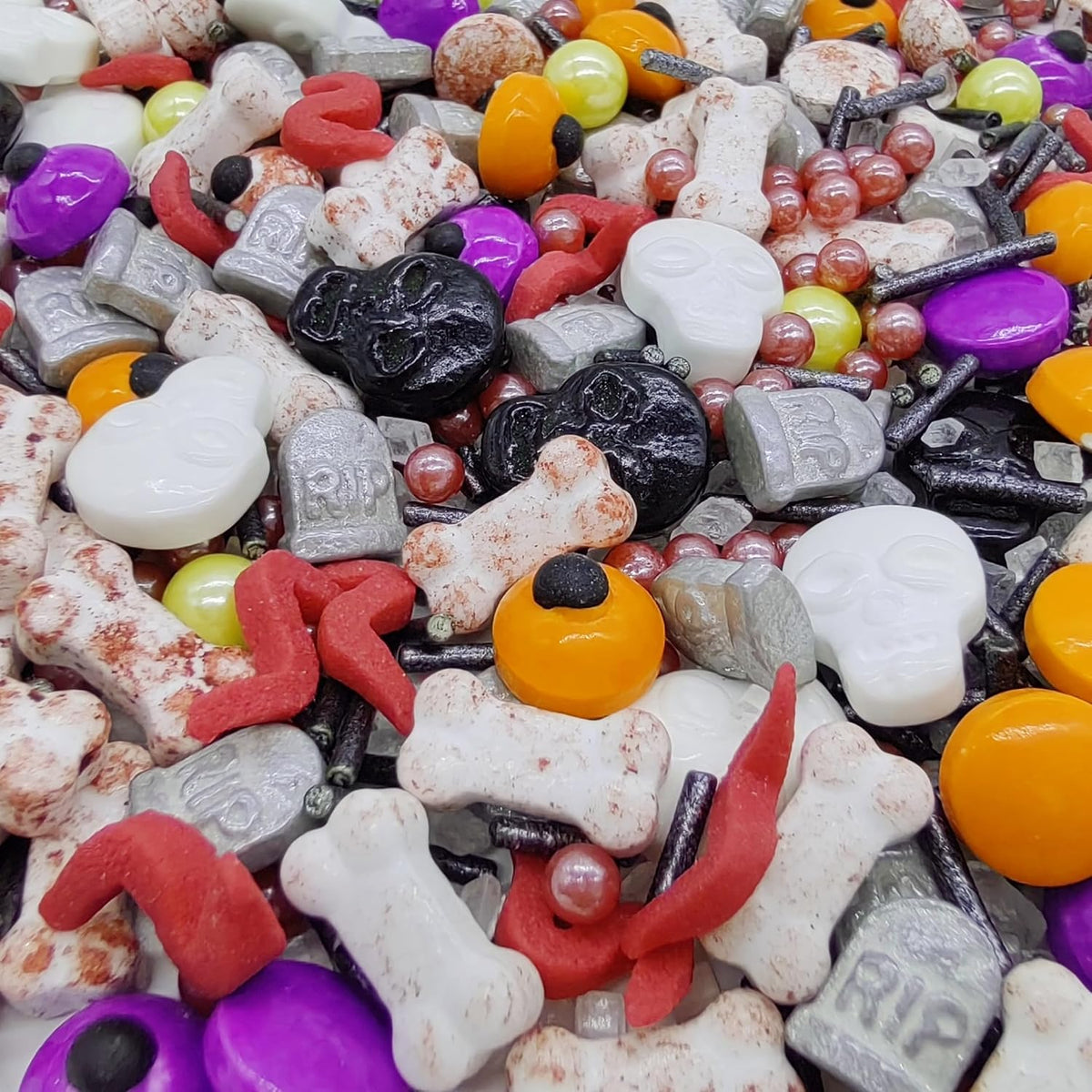 Halloween Sprinkles Mixed Color Eyes &amp; Gravestones &amp; Bones &amp; Skull Cake Decorations Topper Edible Themed Sprinkles For Cookie Decorating, Chocolate Desserts, Cupcakes, Ice Cream 4.58OZ