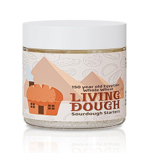 Living Dough - 150 Year Old Egyptian Whole Wheat Sourdough Starter Culture - Active & Live Organic Sourdough Starter for
