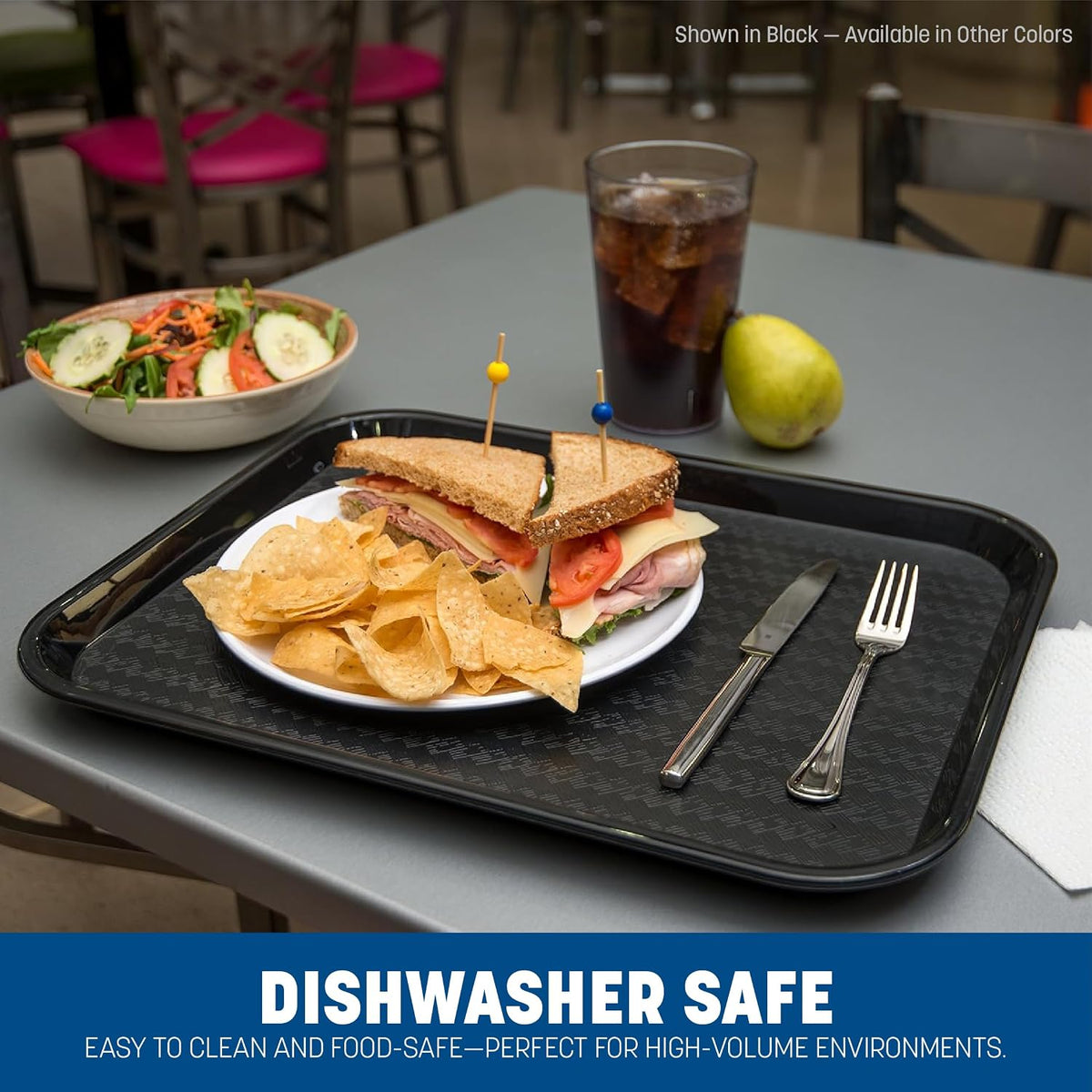 Carlisle Cafe Tray, Fast Food Restaurant Tray, 14 x 18, 1 Count, Black