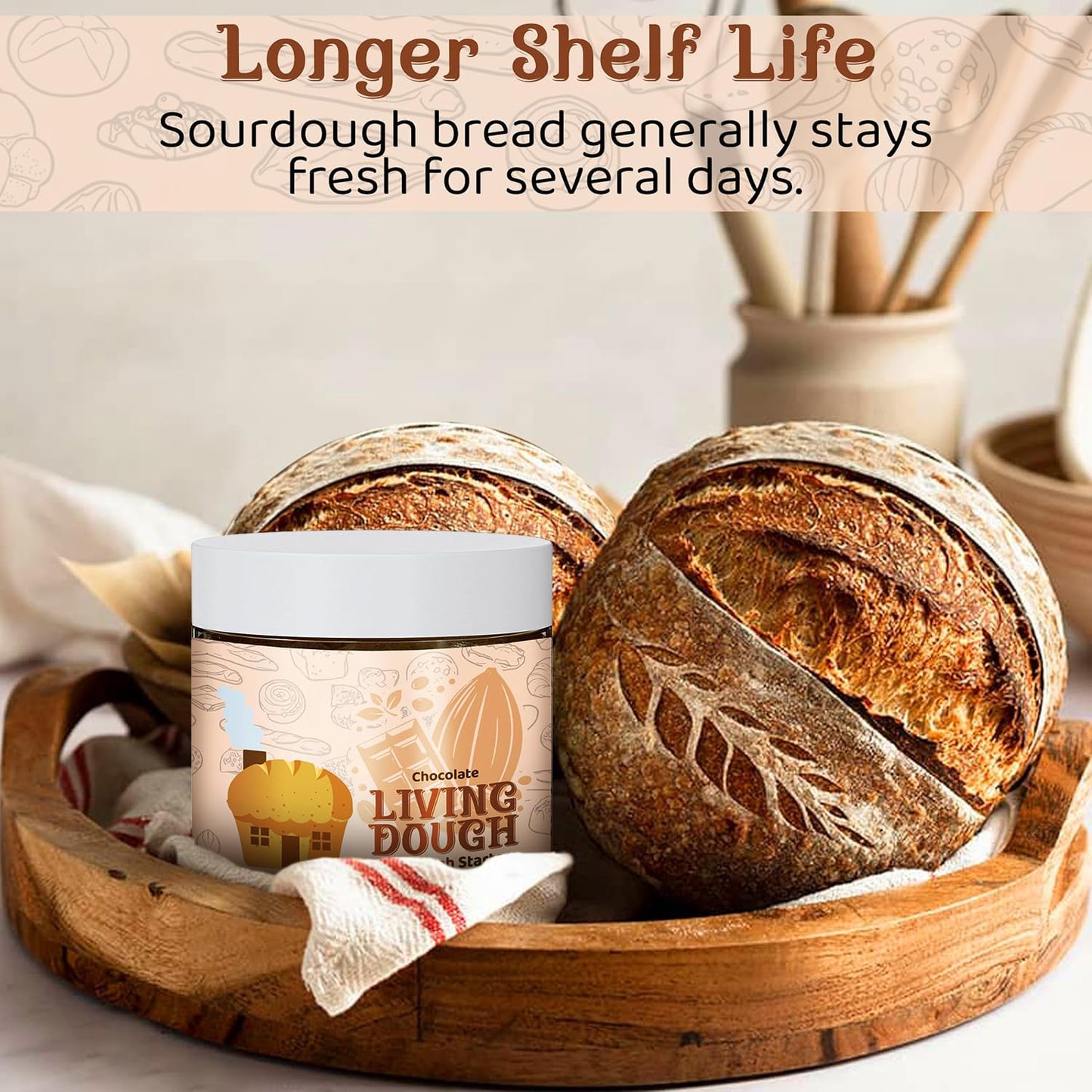 Chocolate Whole Wheat Sourdough Starter for Baking, Fresh &amp; Versatile,3.5Oz | Easy to Use, Active &amp; Live Organic Sourdough Starter for Artisan Bread, Pizza Dough, Waffles, Homemade Bread Recipes &amp; More
