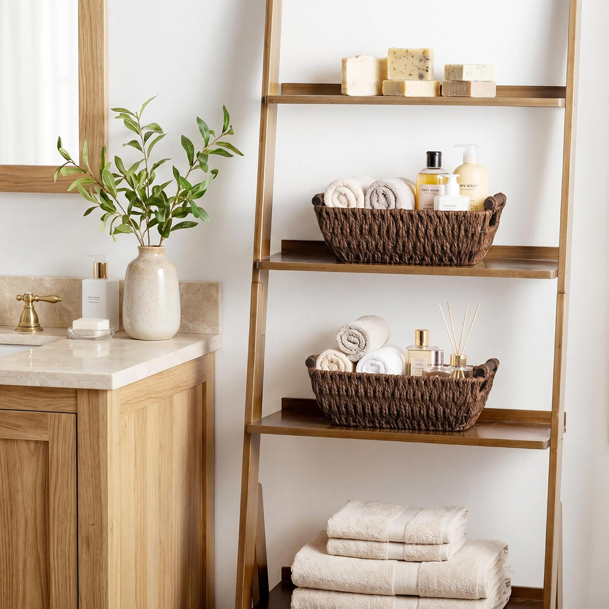 StorageWorks Small Wicker Baskets for Shelves