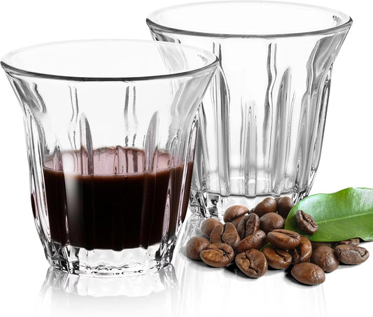Espresso Cups Set of 2 Clear Glass Cups 3oz for Coffee/Milk, Coffee Mugs Insulated Shot Glasses Regular Espresso Accessories