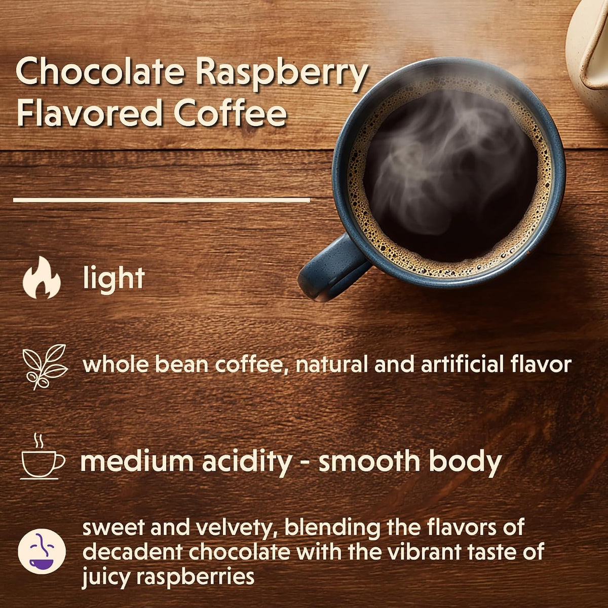 Coffee Bean Direct Chocolate Raspberry Flavored, Whole Bean, 2.5lb Bag | Light Roast, Berry and Cocoa Flavored Coffee Beans
