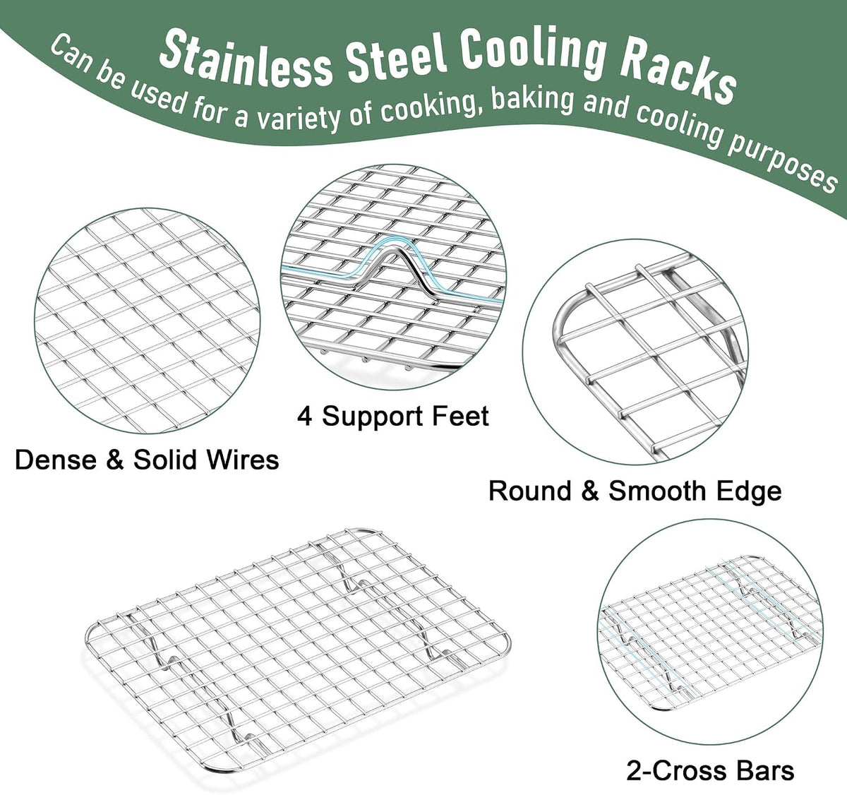 Homikit Toaster Oven Pan with Rack Set (2 Baking Sheet+2 Rack), 9 x 7 Inch