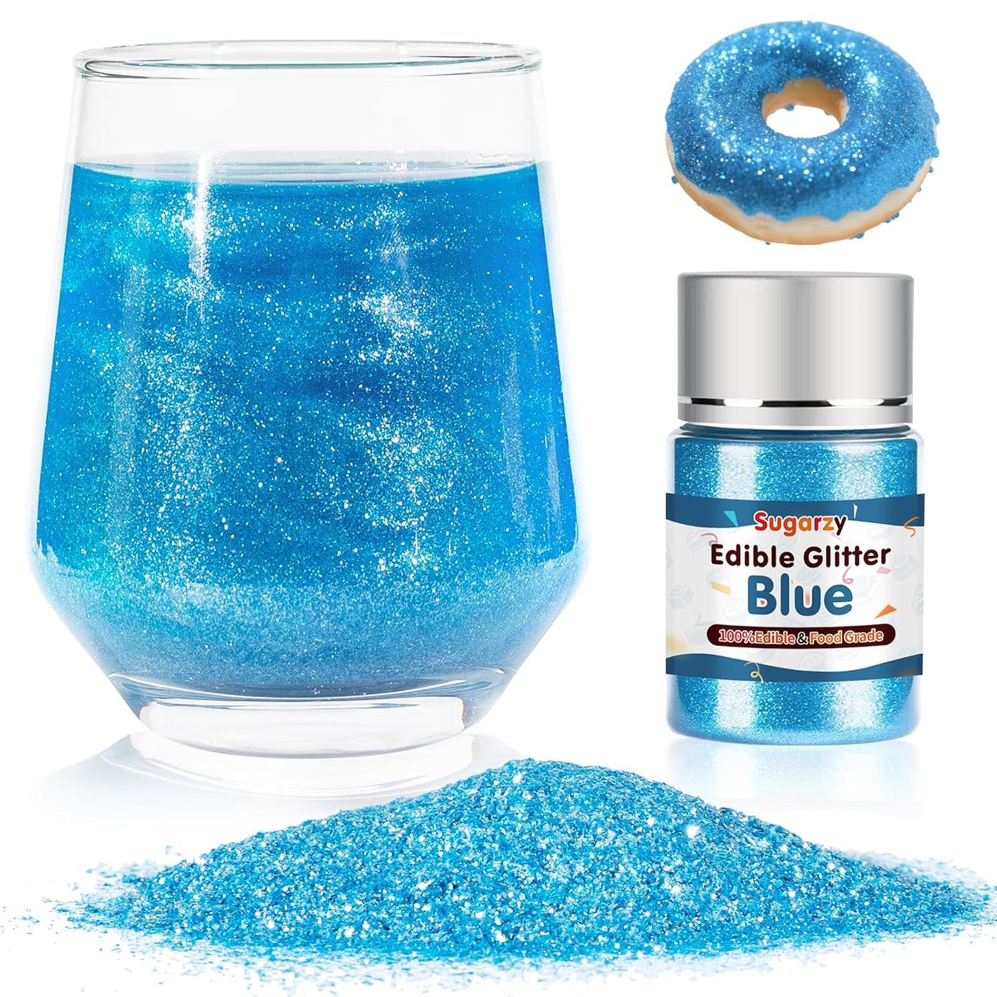Edible Blue Glitter for Drinks, Food Grade 10g Gold Sprinkles Cake Decorating Supplies,Edible Luster