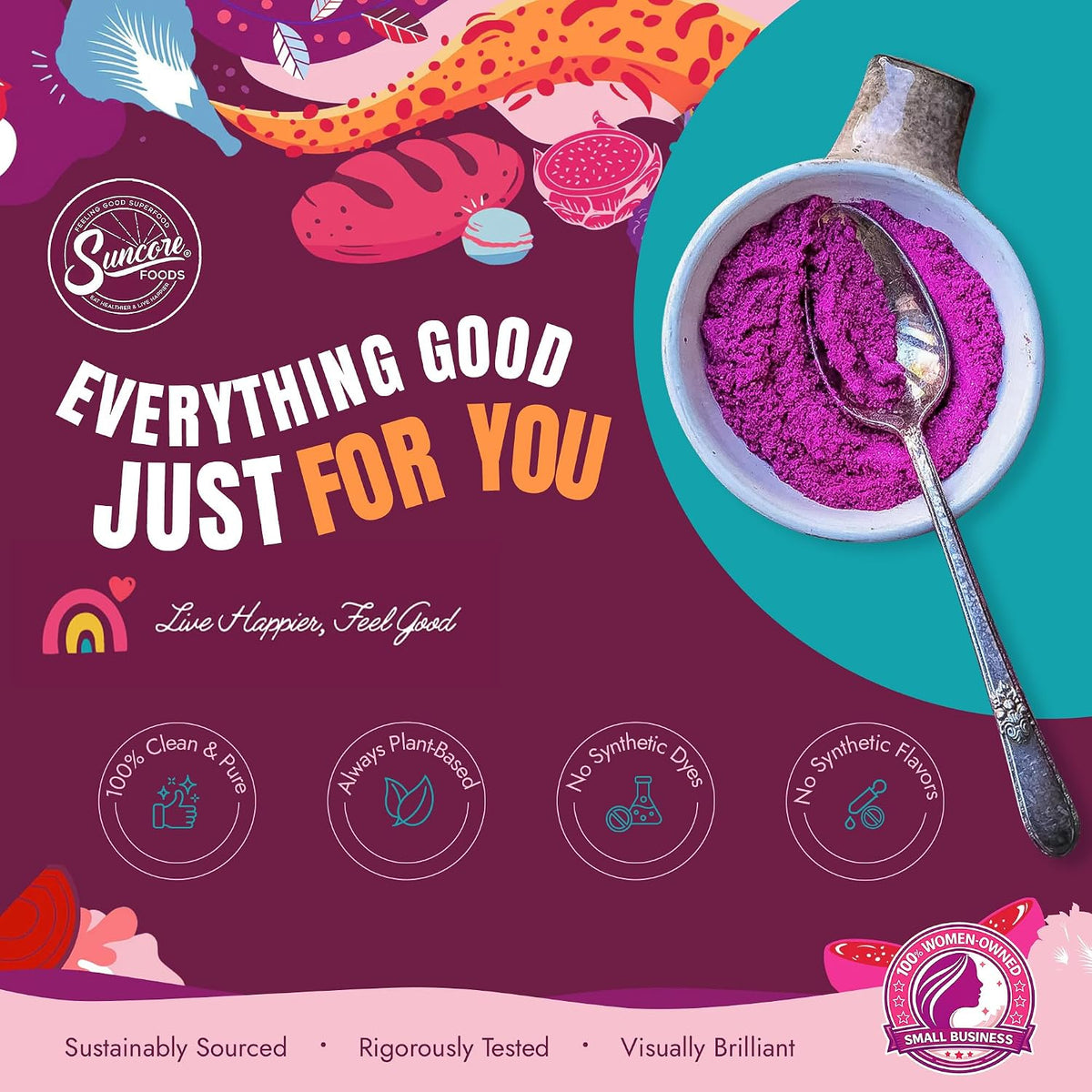 Suncore Foods Pink Pitaya Powder 5oz (Dragon Fruit) | Gluten Free | Vegan | Natural Pink Food Coloring, For Baking, Frosting, Desserts, Smoothies, Red Dragon Fruit Syrup, Non-GMO, Resealable Pouch