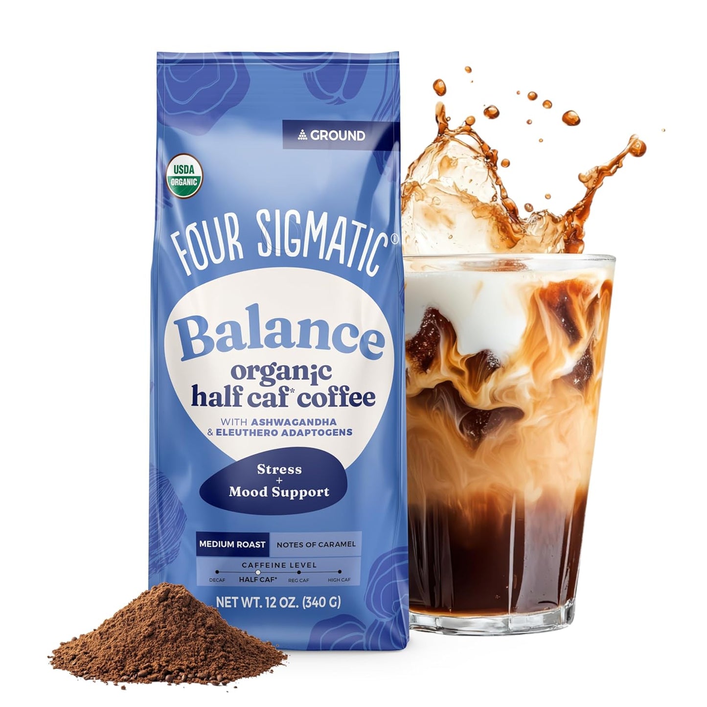 FOUR SIGMATIC Organic Balance Adaptogen Ground Coffee, 12 OZ