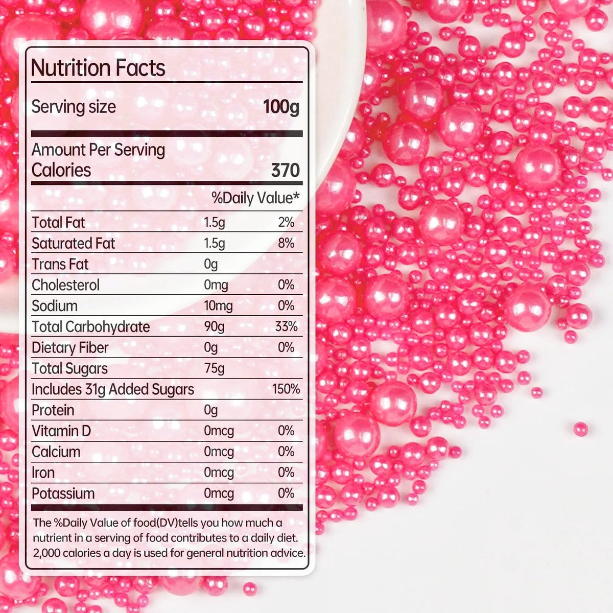 Deep Pink Pearl Sprinkles for Cake Decorating
