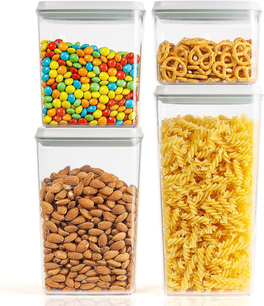 JIMALL Pop Top Food Storage Containers, Stackable Food Containers with Lids Airtight, Leak-proof Containers for Cereal Flour