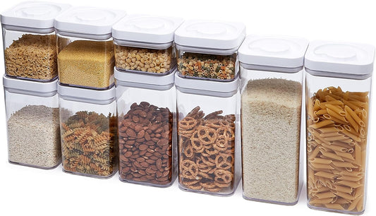 Amazon Basics Airtight Food Storage Containers, BPA Free, with Twist/Turn Lids, for Kitchen Pantry Organization, 10-Piece