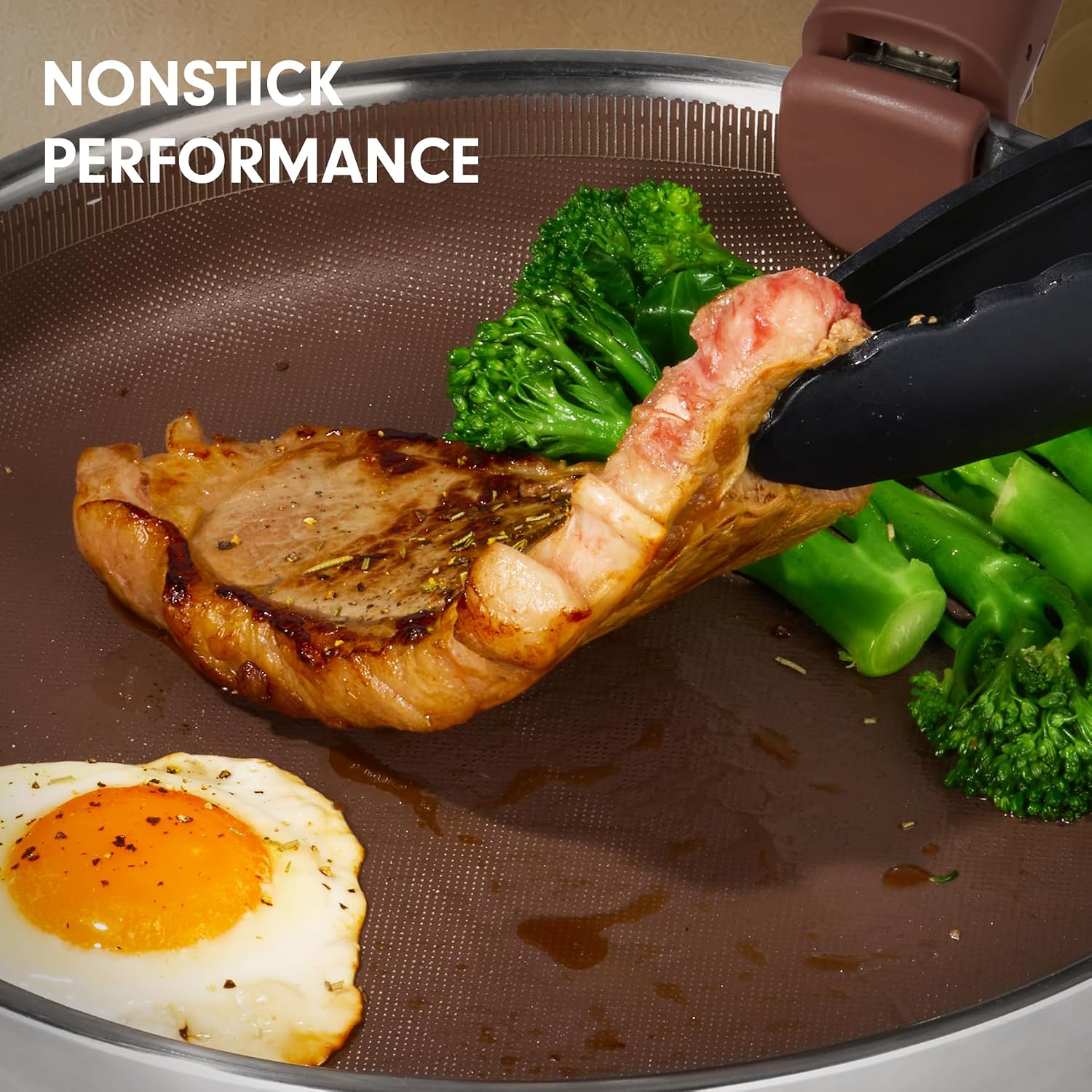 CAROTE 22pcs Hybrid Nonstick Pots and Pans Set, Stainless Steel Cookware Set with Honeycomb Titanium Interior, Induction