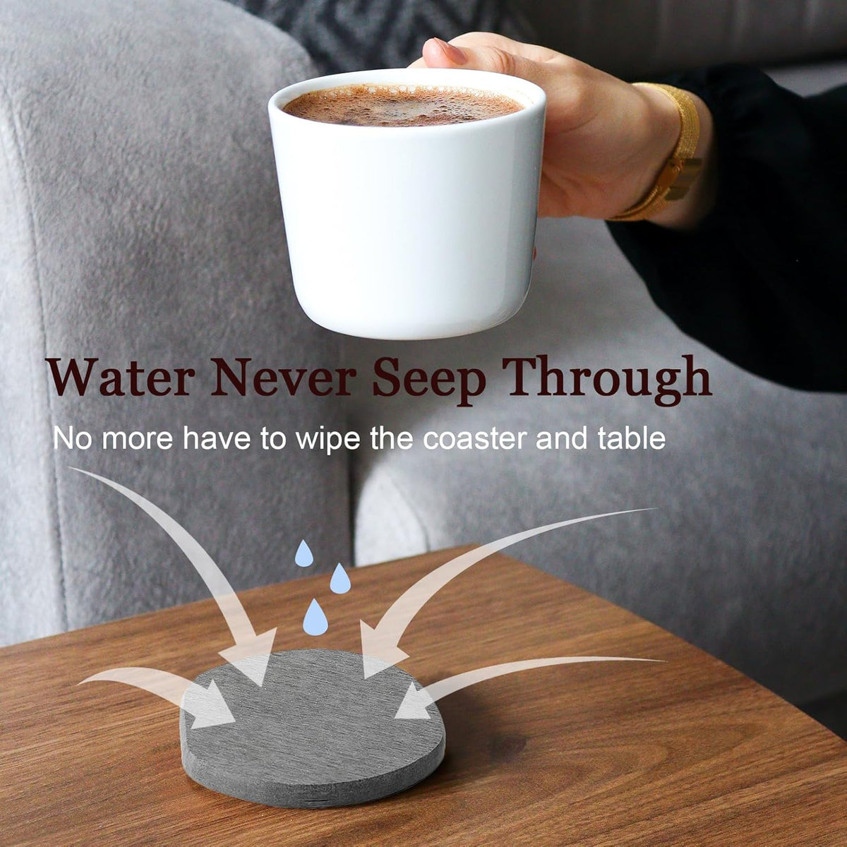 Instant Dry Stone Absorbent Diatomite Coaster Set of 6 for Drinks Wine Coffee, Modern Unique Cup Diatomaceous Earth Coasters for Coffee Table Office Desk, Grey and White