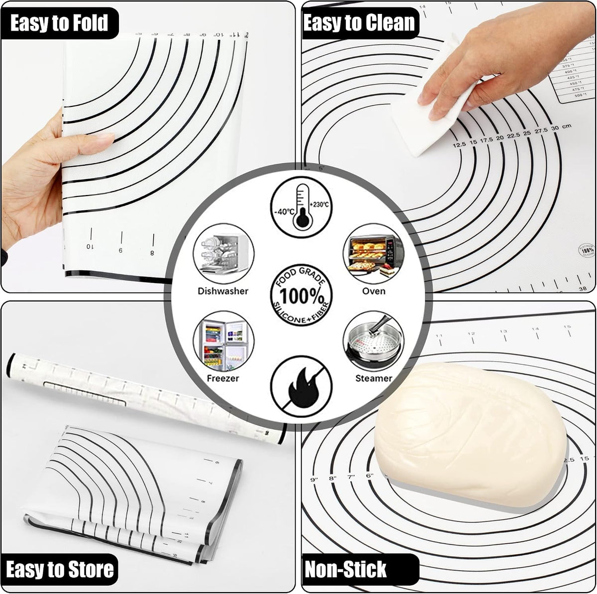 Adjustable Rolling Pin, 13.6''Dough Roller with Mat&amp;Stand Fits Baking Dough
