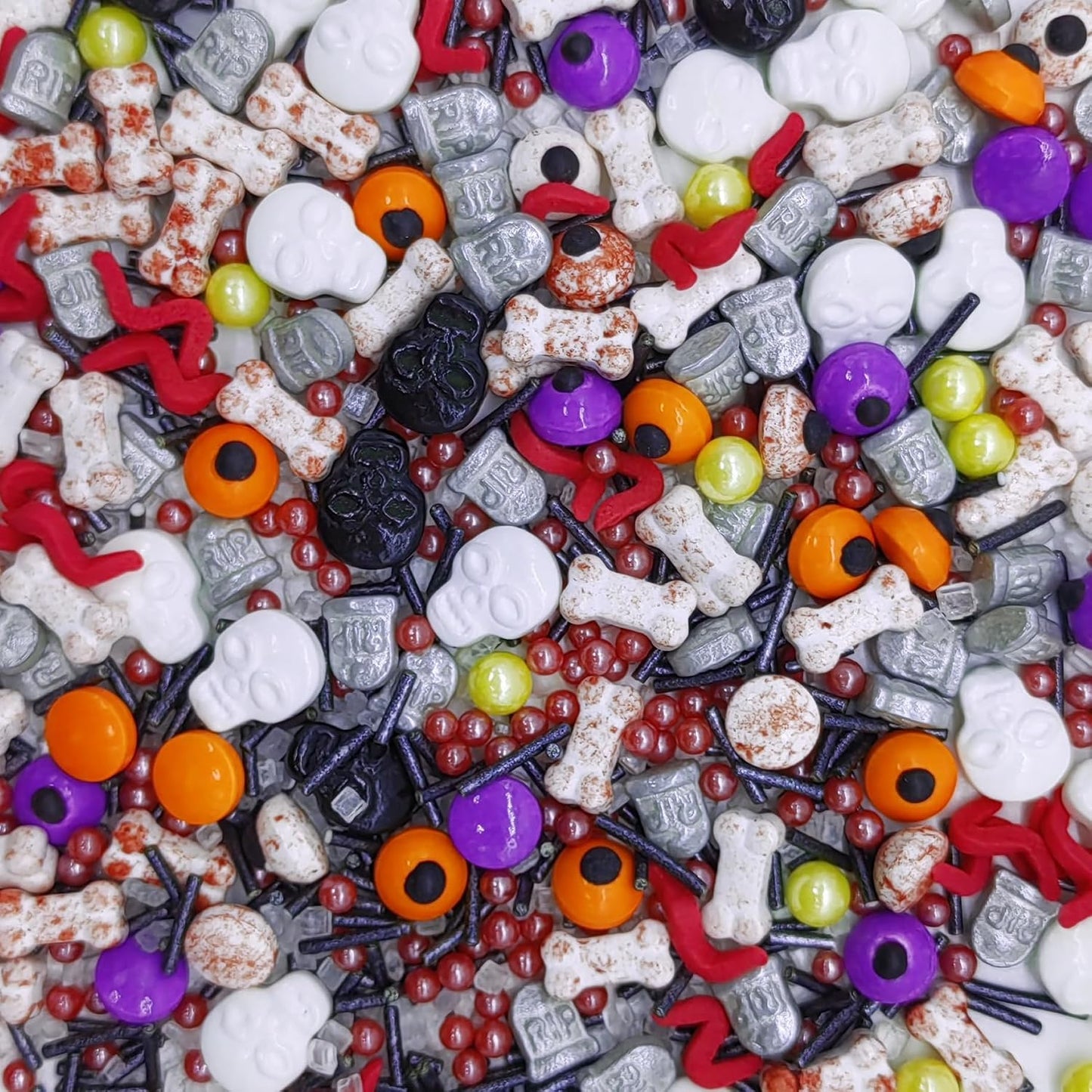 Halloween Sprinkles Mixed Color Eyes &amp; Gravestones &amp; Bones &amp; Skull Cake Decorations Topper Edible Themed Sprinkles For Cookie Decorating, Chocolate Desserts, Cupcakes, Ice Cream 4.58OZ