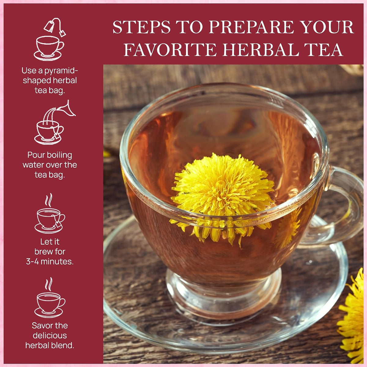 Dandelion Root Herbal Tea 100gm/3.5oz, Natural Herbal Infusion, 50 Tea Bags