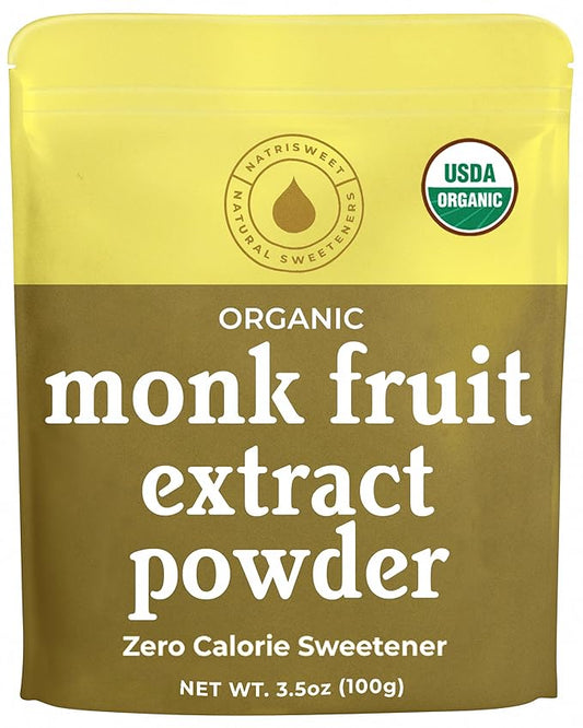 Monk Fruit Extract Sweetener, 3.5 oz, Pure USDA Organic with No Fillers Zero Calories, Zero Carbs, Keto & Paleo Friendly