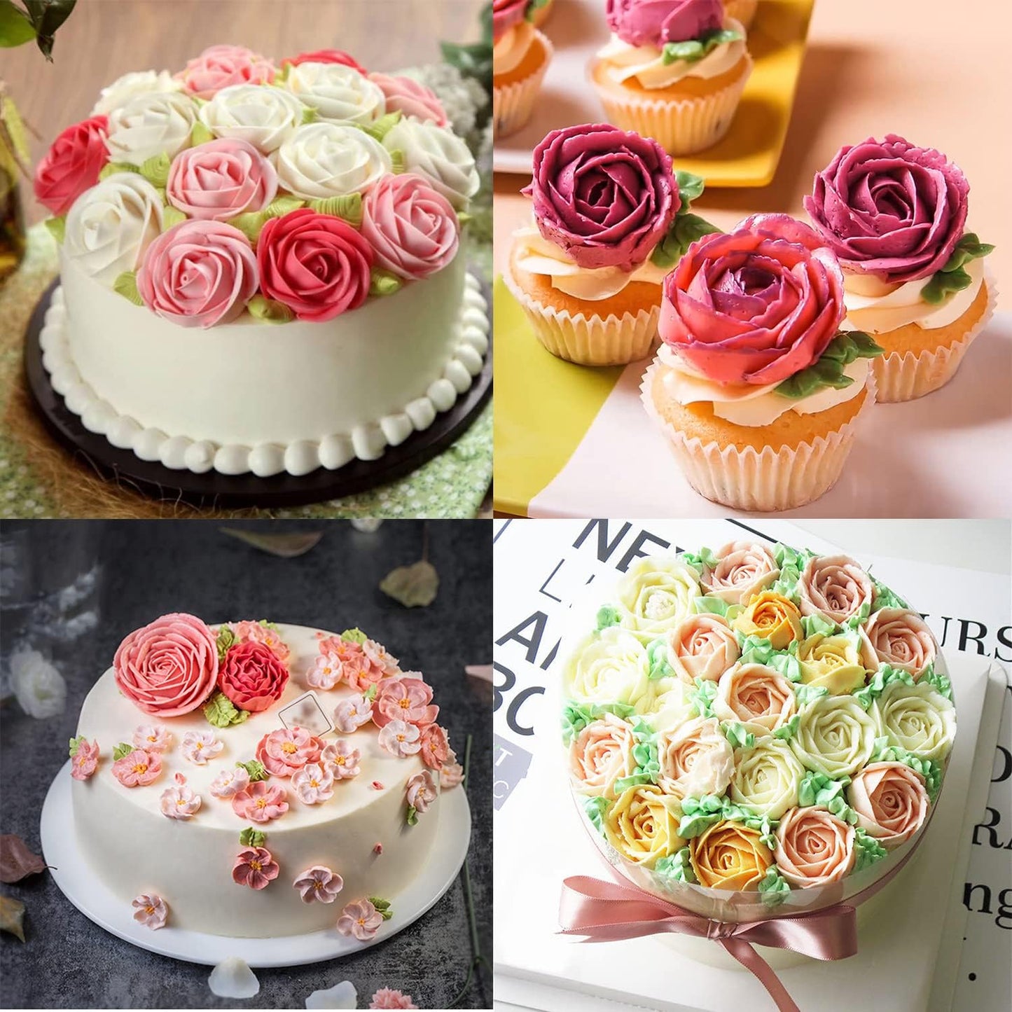 Hendiy 7Pieces/set Cake Decorating Tips Set Cream Icing Piping Fondant Rose Nozzle Pastry Tools Fondant Decorating Tools