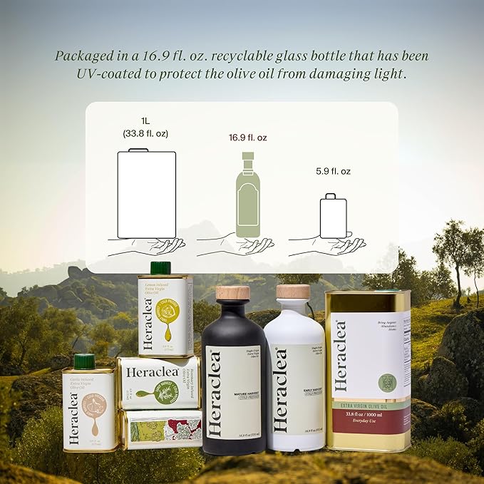 Heraclea - Mature Harvest - Extra Virgin Olive Oil - Organic Olive Oil - Cold Pressed EVOO - Polyphenol Rich EVOO - 16.9oz Bottle