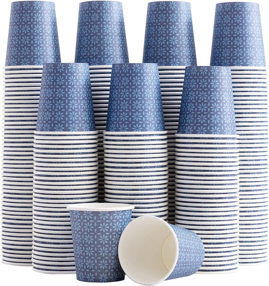 300 Pack 5oz Paper Cups, Disposable Bathroom Navy Floral Small Mouthwash Cups 5 OZ for Barth, Parties, Picnics, Barbecues,