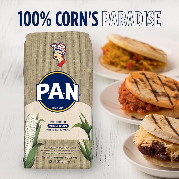 P.A.N. Whole Grain White Corn Meal – Pre-cooked Gluten Free and Kosher Flour (2lb 3.27oz) (Pack of 2)
