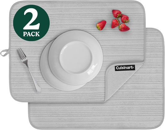 Cuisinart Dish Drying Mats for Kitchen Counter - (2) 18" x 24" Ultra Absorbent Dish Drying Mat XL - Foldable, Machine