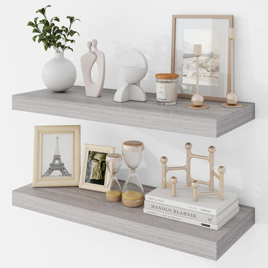 24 Inch Floating Shelves, 9.3" Deep Floating Shelf Wall Mounted, 24" Wall Shelves, Rustic Deep Bookshelf, Large Display