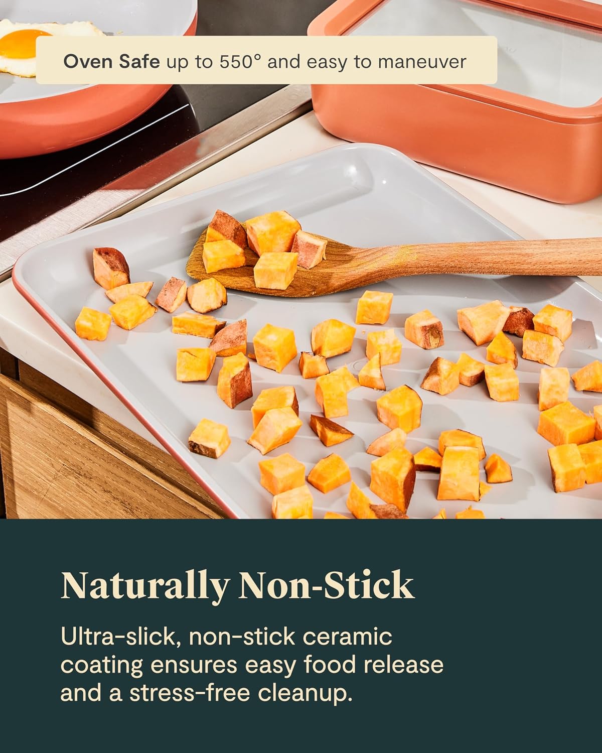 Caraway Non-Stick Ceramic Medium Baking Sheet Duo | Naturally Slick Ceramic Coating, Non-Toxic, PTFE and PFOA Free, Perfect for Baking, Roasting, and More, (15" x 10"), Gray