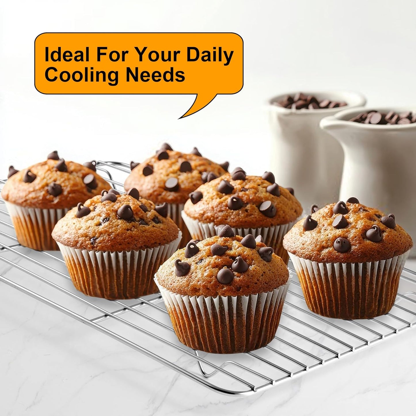 TeamFar Cooling Rack, 11.7” x 9” Stainless Steel Wire Baking Rack, 2PCS | for Cooking Roasting Grilling, Fit for Oven Pan, Oven &amp; Dishwasher Safe, Non-toxic &amp; Heavy-Duty