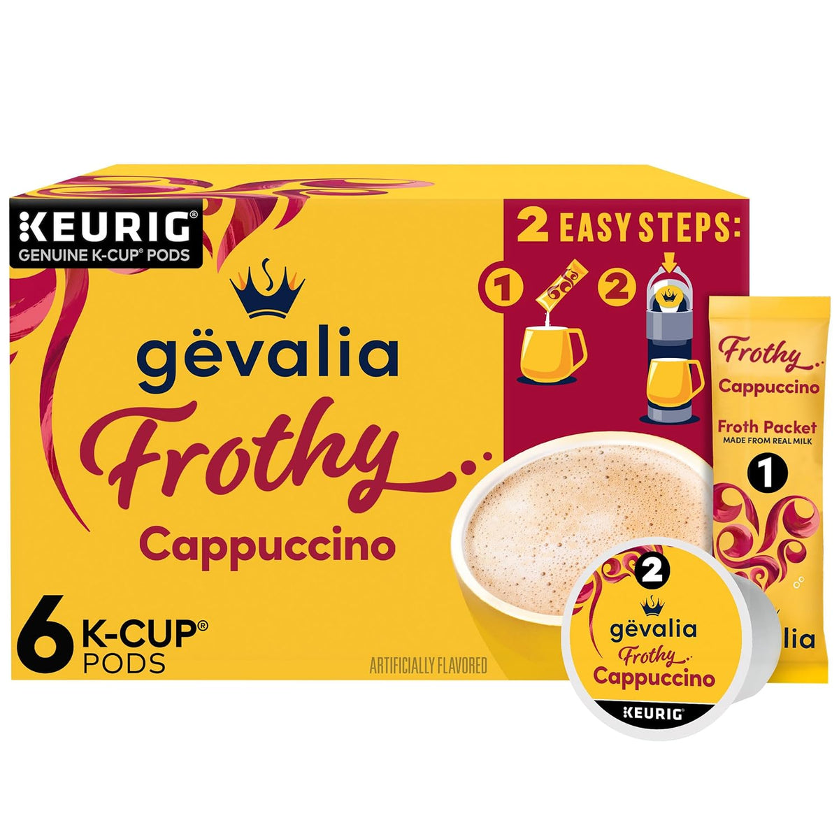 Gevalia K‐Cup® Coffee Pods &amp; Froth Packets Kit, 6 ct, Cappuccino Espresso