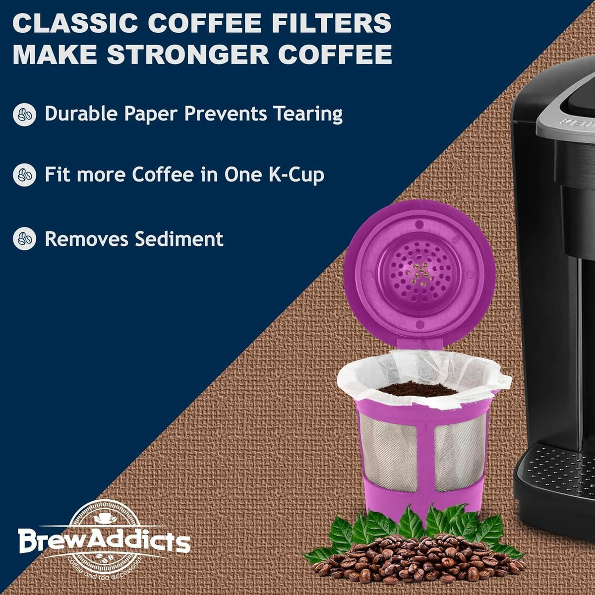 600 Paper Coffee Single-Use Filters for Keurig Brewers and Compatible with K-Cup Pods 1.0 &amp; 2.0 Models, White Classic Design