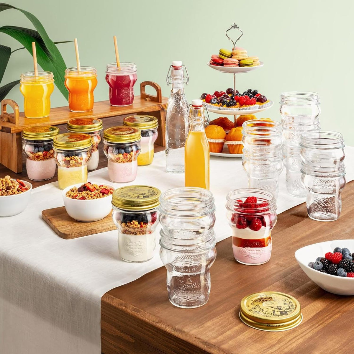 Bormioli Rocco Quattro Stagioni Stacking Jar, 9.25 Oz - ClearGold, Set of 6
