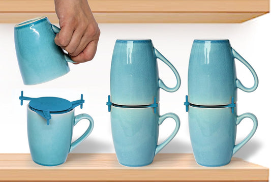 ELYPRO Mug Stacker 6-Pack – Coffee Bar Cup Holder & Cabinet Mug Organizer | Adjustable Stackable Mug Rack for Mugs & Glasses