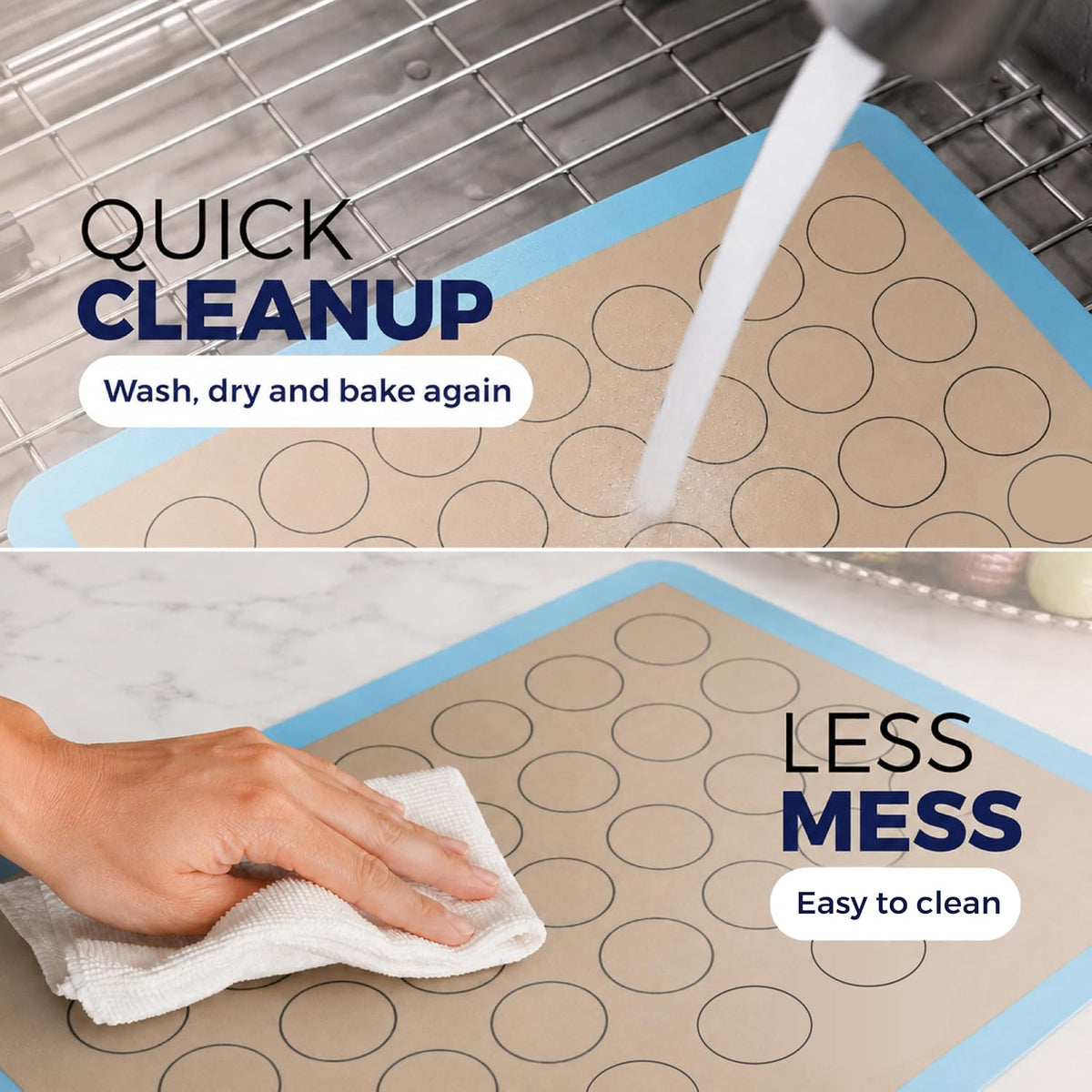 Silicone Baking Mats, Cookie Baking Mats, 3/4 Sheet Reusable Pack of 3