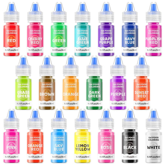 Gel Food Coloring Cake Decorating Set - Jelife 20 Colors Gel Based Flavorless Edible Food Color Dye Vibrant Concentrated