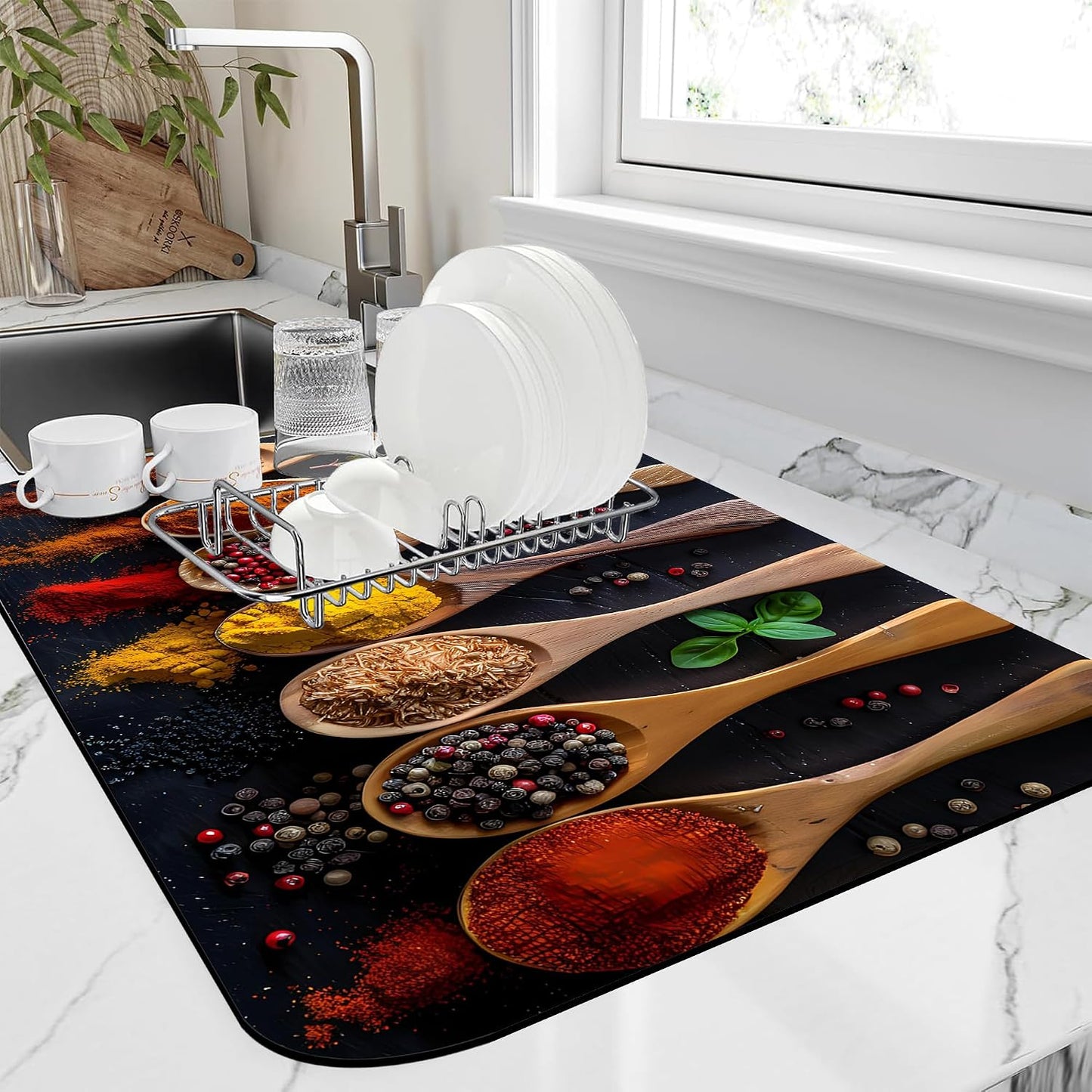 Dish Drying Mat for Kitchen Counter Absorbent Dish Coffee Mat 16"X24"