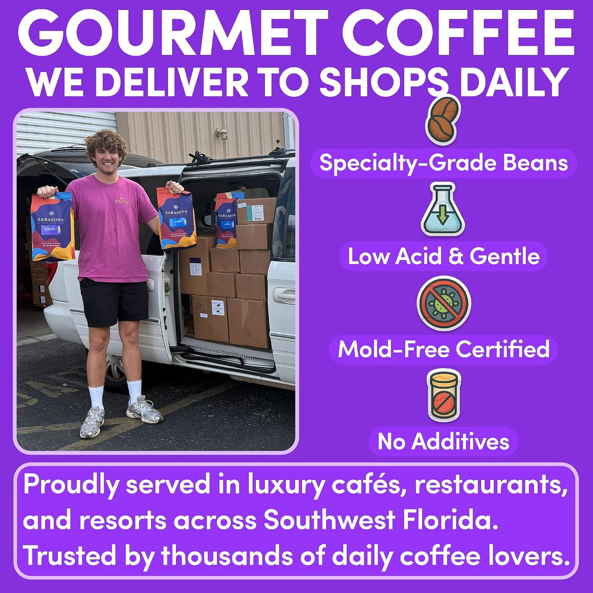 Sarasota Coffee Italian Dark Roast Whole Bean Coffee, Extra Strong, 5 lb | Extra Strong Dark Roast Coffee Beans for Espresso, Drip &amp; French Press – Rich Full-Bodied Flavor – 5 lb Bulk Bag