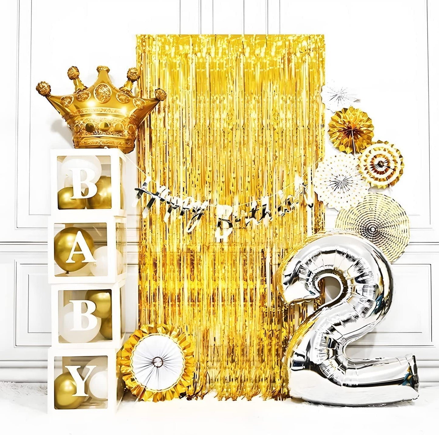 BRAVESHINE Foil Fringe Curtains | Tinsel Curtain Streamers Backdrop | 2 PCS