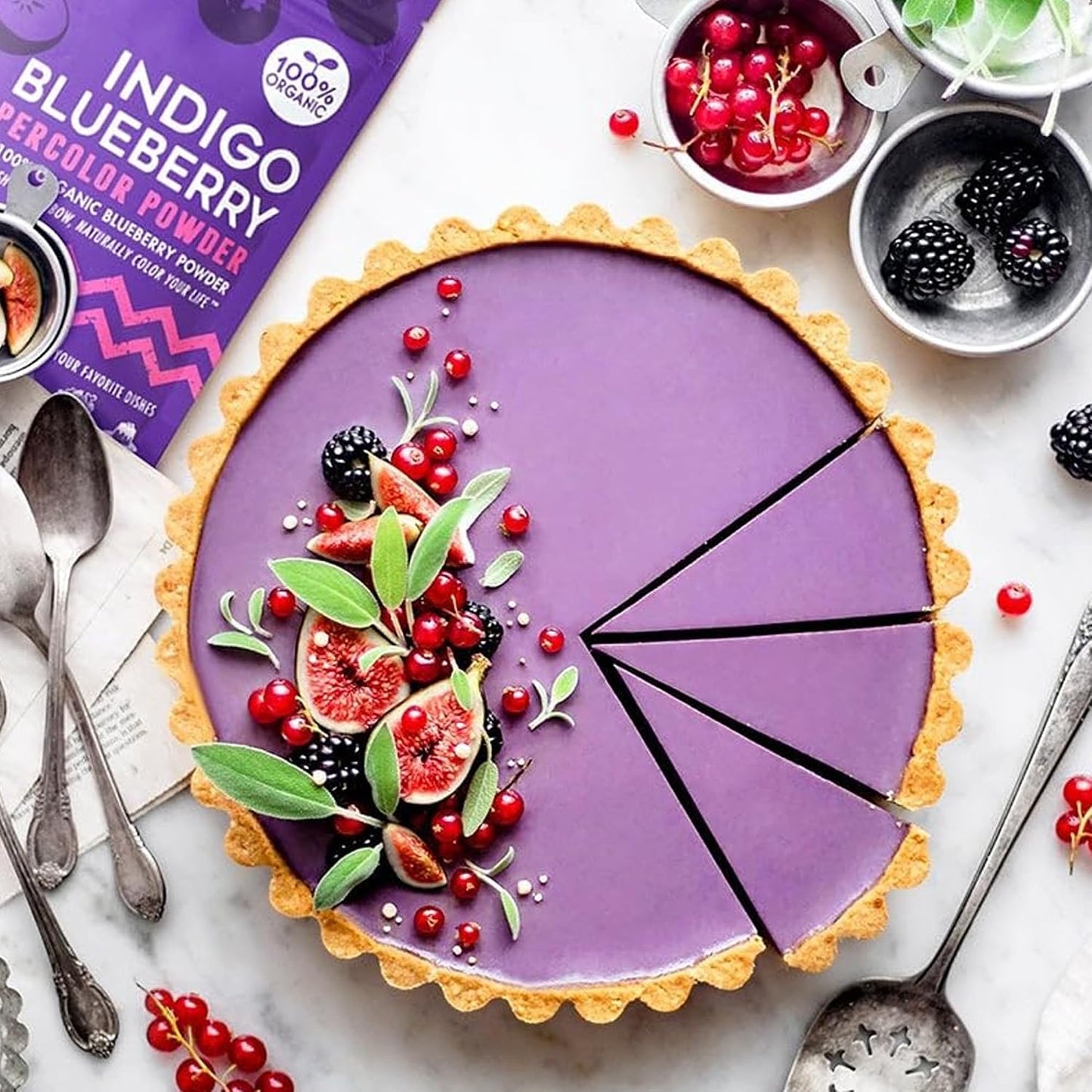 Suncore Foods Organic Indigo Blueberry Powder 5oz | Gluten Free | Vegan | Natural Purple Food Coloring, Single Ingredient Superfood, For Baking, Desserts, Smoothies, Drinks, Non-GMO, Resealable Pouch