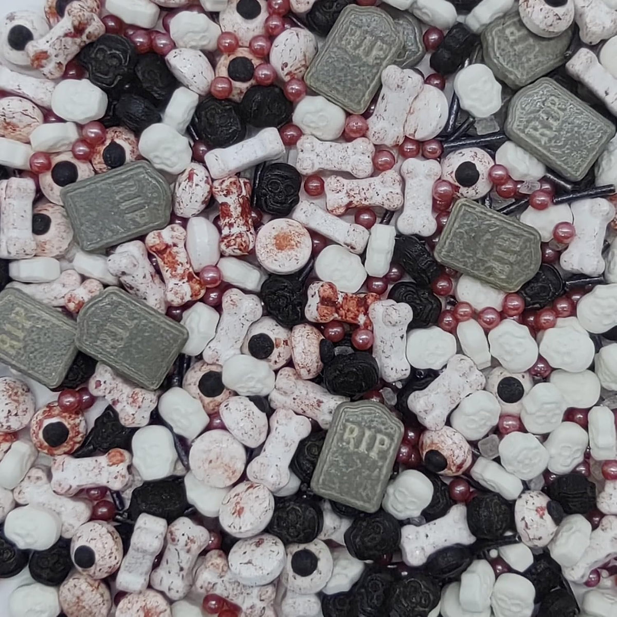 Halloween Sprinkles Gravestones &amp; Bones &amp; Eyes &amp; Skull Topper Edible Themed Sprinkles For Cookie Decorating, Chocolate Desserts, Cupcakes, Ice Cream 4.58OZ