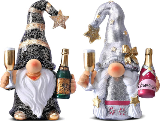 Champagne Gnomes Christmas Decorations for Home Party Gnomes Figurines Wine Bar Decor Gnomes Gifts for Women Champagne