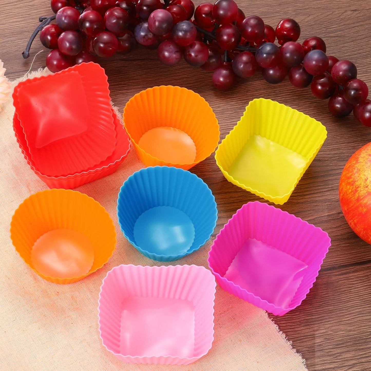 uxcell 18Pcs Silicone Square Baking Cups, Purple, Reusable, for Birthday Parties & Celebratory Events