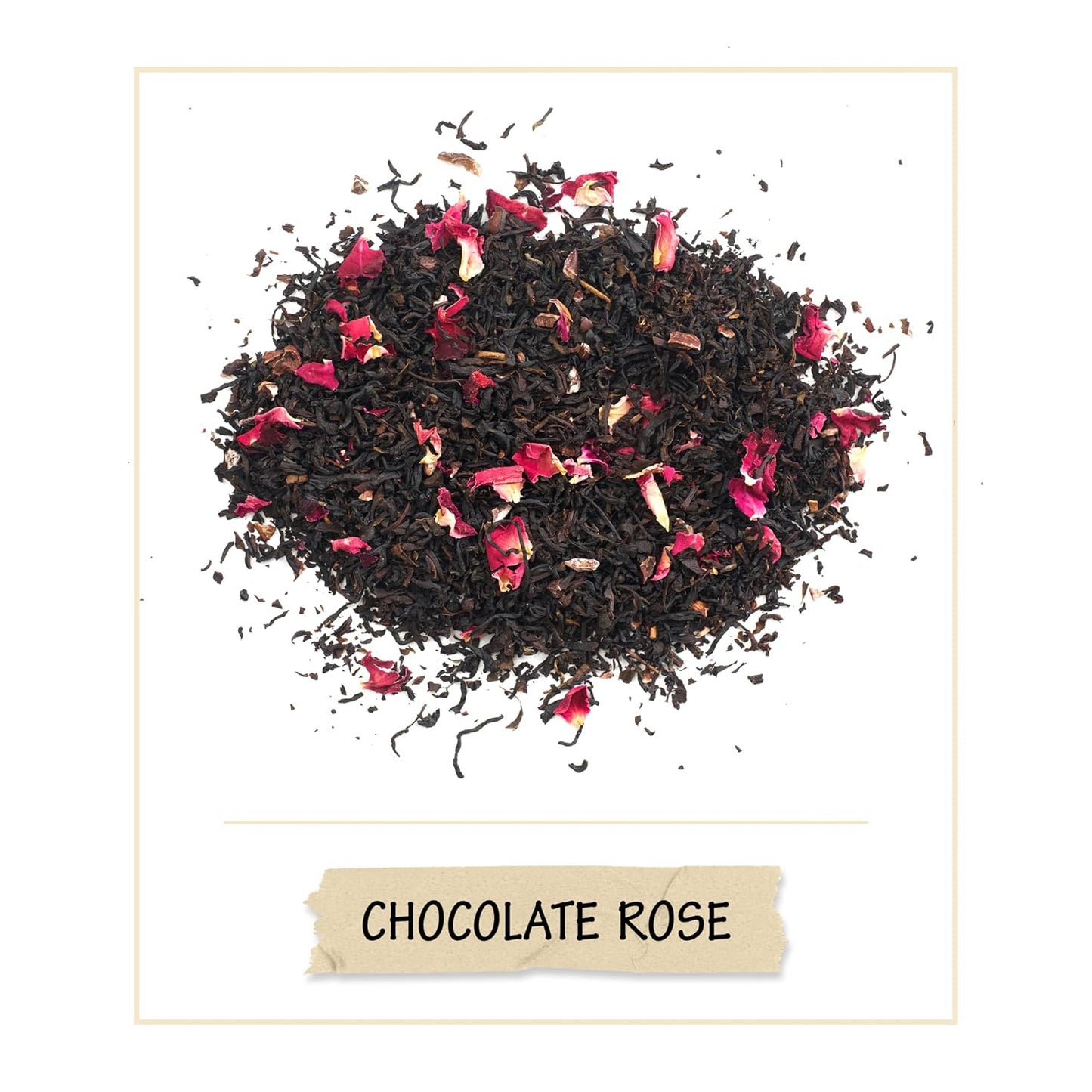 BREWIX Chocolate Rose Black Tea Loose Leaf (50+ Cups, 3.53oz) - Naturally Sweet Dessert Tea with Cocoa &amp; Rose Petals, Caffeinated, Hot or Iced