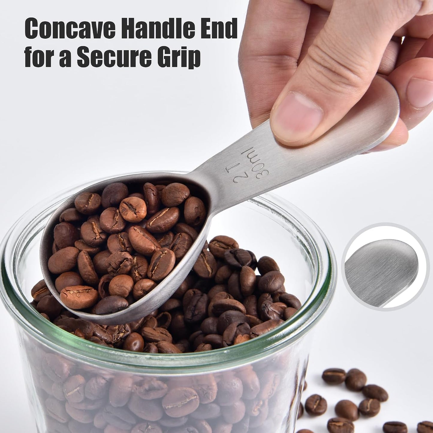 Doosu Stainless Steel 2 Tablespoon Coffee Scoop for Ground Coffee (30ml) | 18/8 Food Grade Metal Heavy Duty Measuring Spoon with Short Handle, Tbsp Scoop for Coffee Beans Tea Sugar Powder Espresso