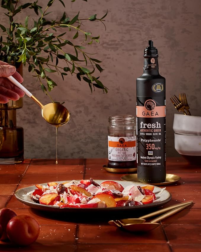 GAEA FRESH Authentic Greek Extra Virgin Olive Oil, 16.9 fl oz (500ml) | Cold Extracted from Ancient Olympia Variety | High Polyphenols (350mg/kg) | First Cold Press, Non-GMO, Product of Greece