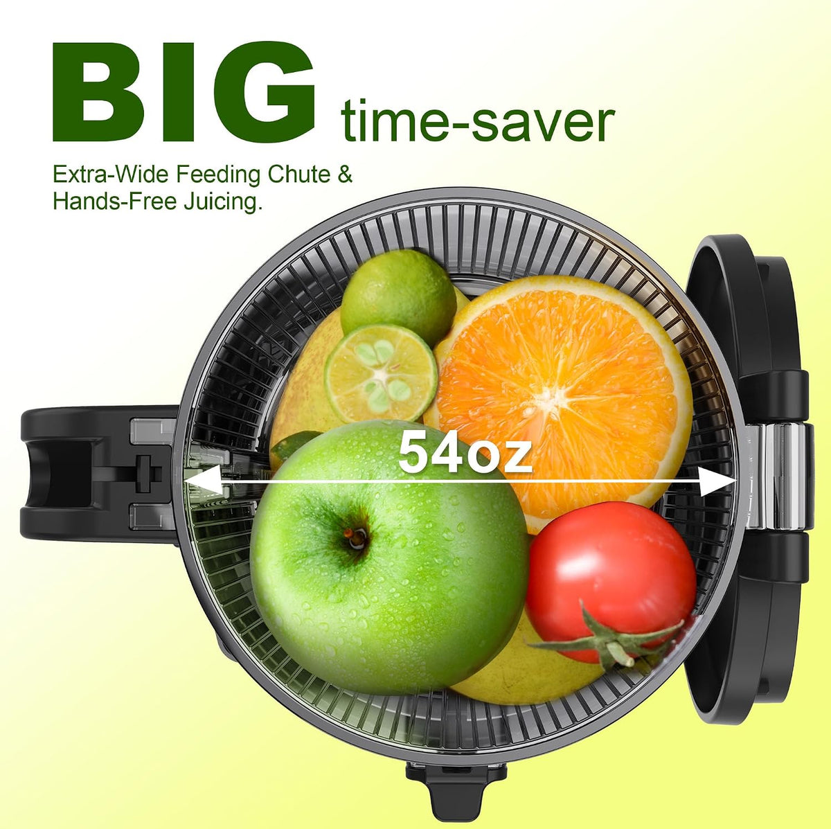 Juicer Machine,5.3" Wide Chute Cold Press Juicer,PCTG BPA-Free, 54oz Large Capacity,Stainless Steel Slow Masticating Juicer for Whole Fruits & Vegetables, Easy to Clean,High Juice Yield,Gray