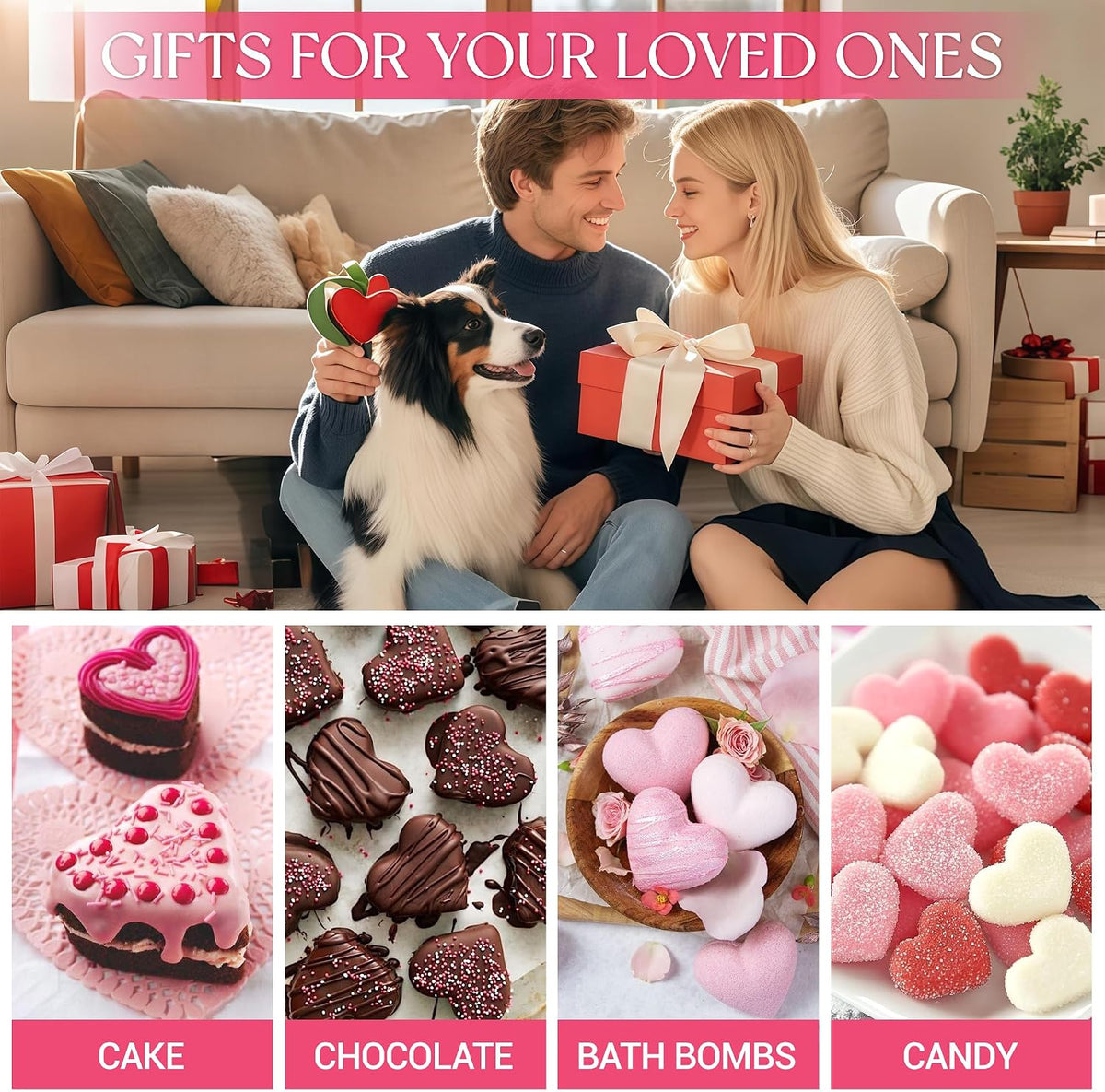 Heart-Shaped Silicone Chocolate Molds - Set of 2, Perfect for Mother's Day, Non-Stick Candy Heart Molds for Baking, Candy, Gummy, Cake, Jelly, Pudding, Handmade Soap Mould
