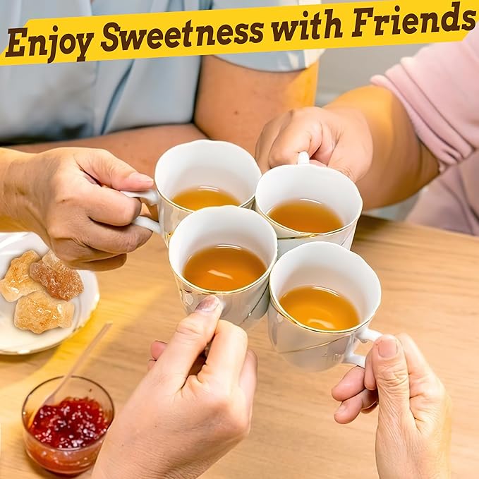 16oz Yellow Rock Sugar Crystals - 100% Natural Made from Cane Sugar, Medium-Sized Rock Sugar Crystals for Pho, Tea, Coffee, Cake, 黄冰糖