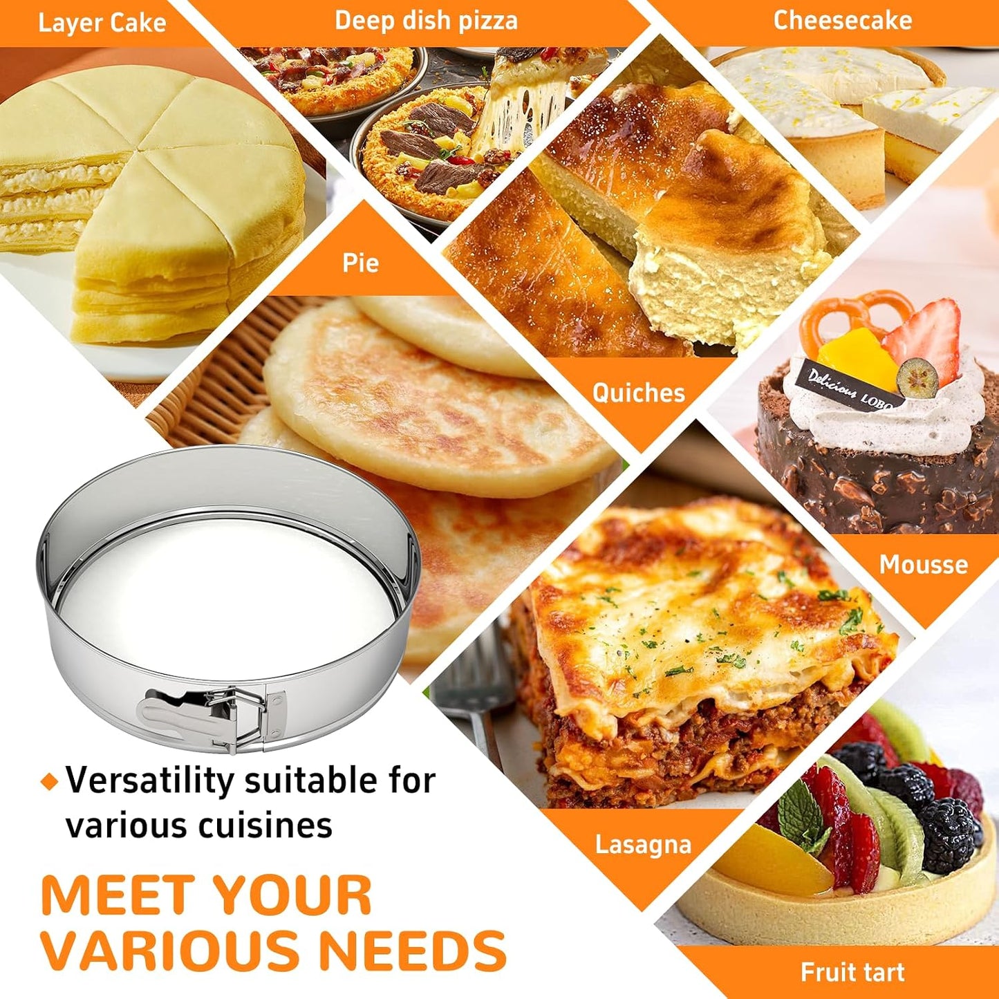 ZeroPone 10 Inch 304 Stainless Steel Springform Pan with Removable Bottom