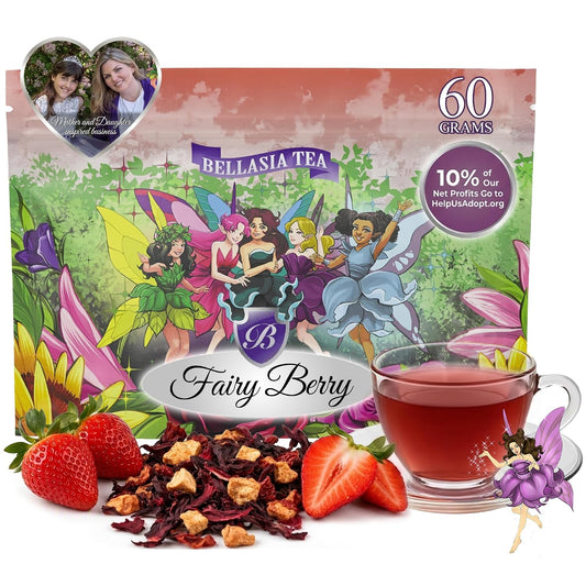 Bellasia Tea Fairy Berry for Kids Using Real Strawberry Pieces- Caffeine Free Herbal Tea Blend with Real Ingredient &amp; Balanced Flavor- Add Loose Leaf Tea to Your Child’s Routine for Fun &amp; Tasty Drink