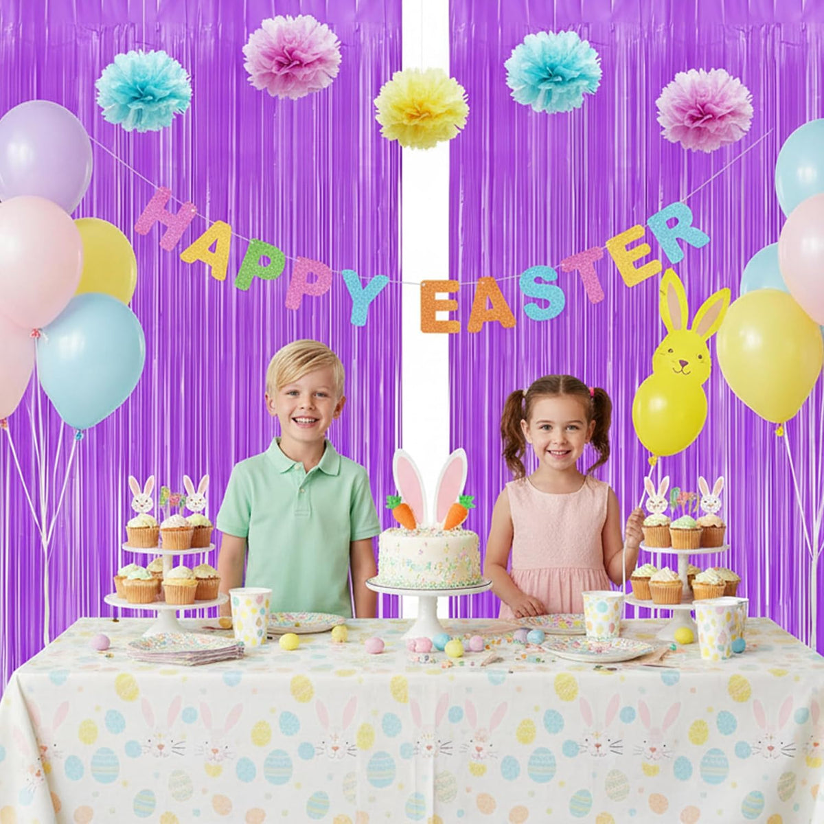 BRAVESHINE Purple Streamers Party Backdrop Pastel Fringe Curtains | 2 Pack